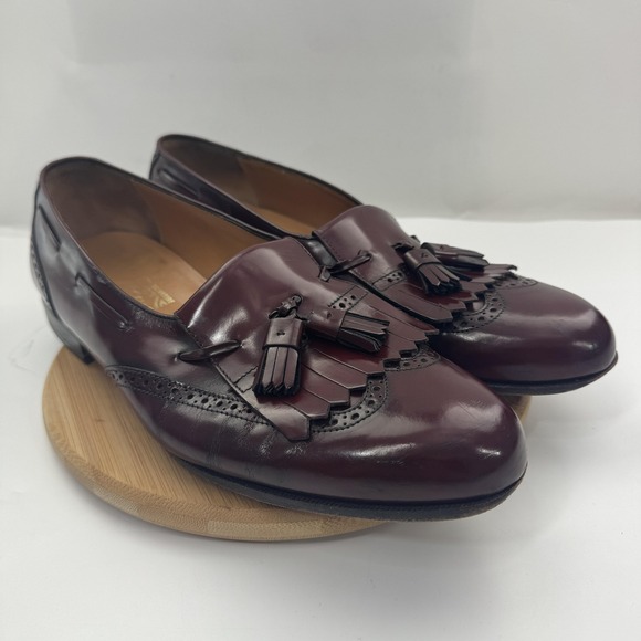 Salvatore Ferragamo Shoes Mens 11.5 D Leather Tassel Loafer Dress Made Italy - Picture 1 of 10